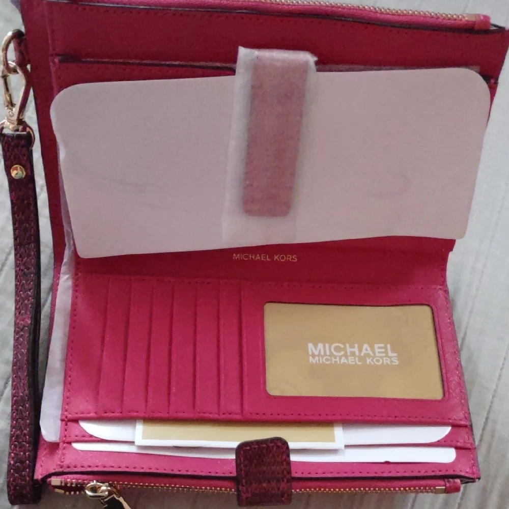 Michael Kors Snakeskin Wallet With Wrist Strap
